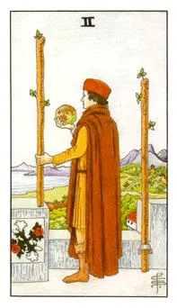 权杖二 Two of Wands 塔罗牌牌面