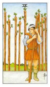 权杖九 Nine of Wands 塔罗牌牌面