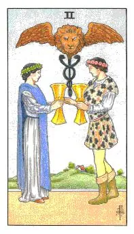 圣杯二 Two of Cups 塔罗牌牌面