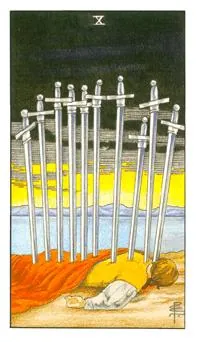 宝剑十 Ten of Swords 塔罗牌牌面