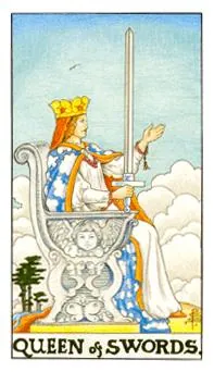 宝剑王后 Queen of Swords 塔罗牌牌面