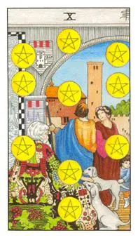 星币十 Ten of Pentacles 塔罗牌牌面